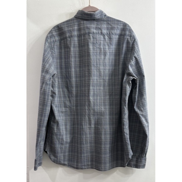 John Varvatos Mens Shirt Large Blue Gray Plaid Button Up Preppy USA - Picture 2 of 11